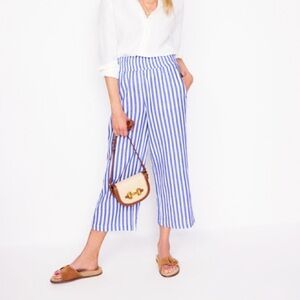 Cropped Double Cloth Pants-Bright Blue Stripe 6